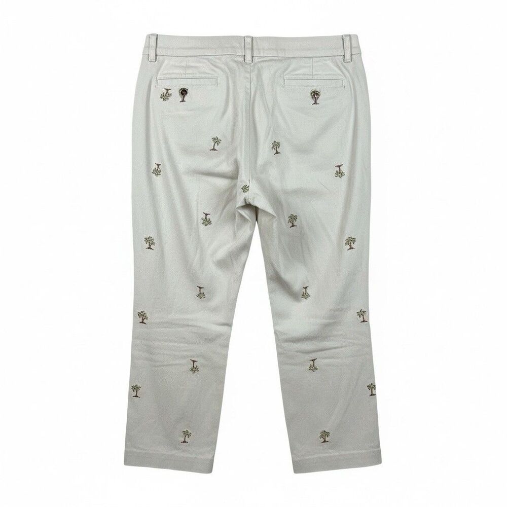 Briggs NY Vintage Palm Tree Embroidered Capri Pants Size14 Beige Tropical Resort - Picture 2 of 8